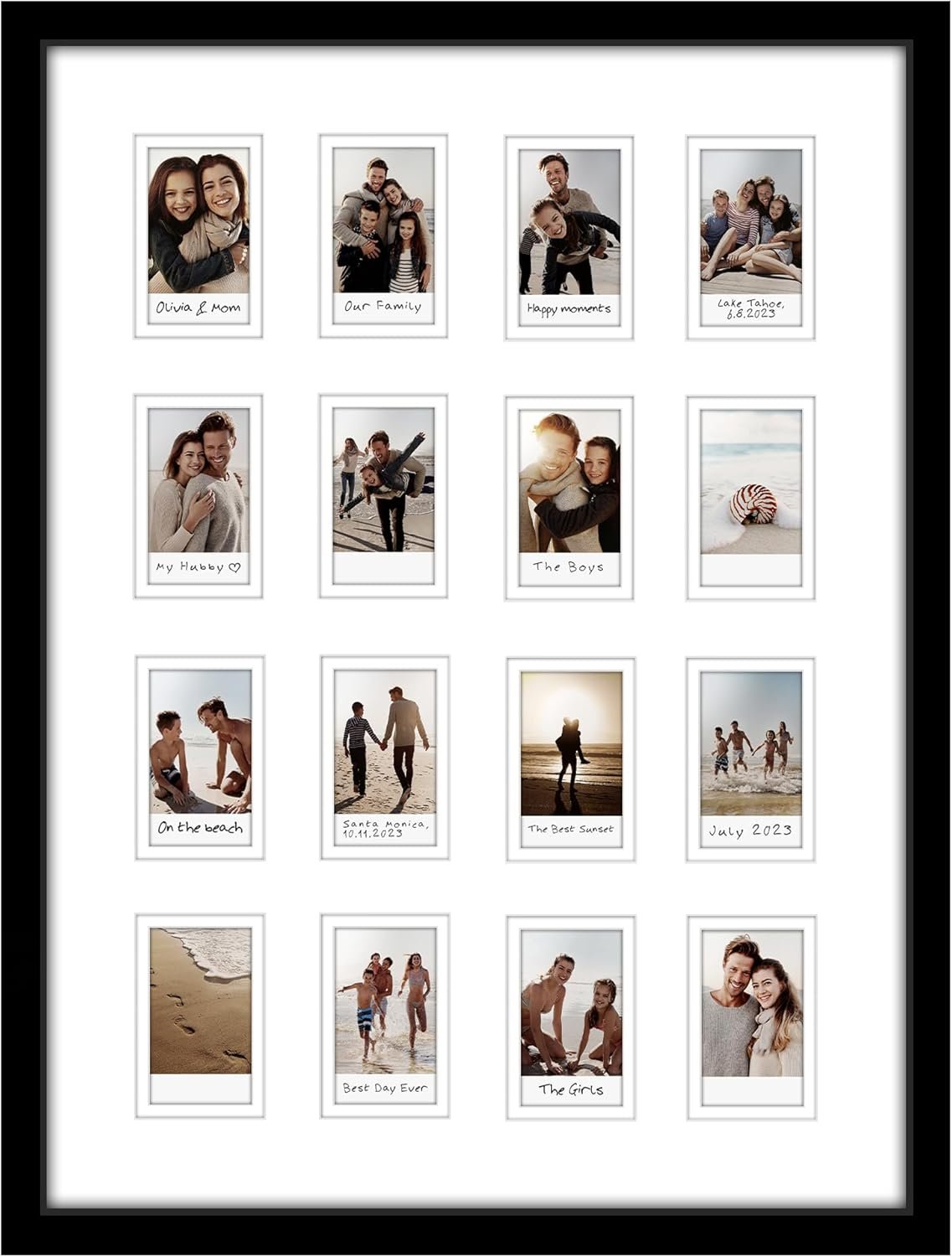 Americanflat 15×20 Picture Frame with 16 Openings for 2×3 Instant-Print Photos – Black Mini Picture Frames for Wall Display with Polished Plexiglass